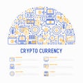 Cryptocurrency concept in half circle Royalty Free Stock Photo