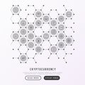 Cryptocurrency concept in honeycombs