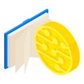 Cryptocurrency concept icon isometric vector. Digital golden coin and open book