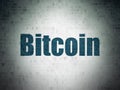 Cryptocurrency concept: Bitcoin on Digital Data Paper background Royalty Free Stock Photo