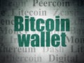 Cryptocurrency concept: Bitcoin Wallet on Digital Data Paper background Royalty Free Stock Photo