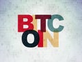 Cryptocurrency concept: Bitcoin on Digital Data Paper background Royalty Free Stock Photo