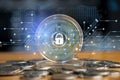 Cryptocurrency concept Safe to use, encrypted and prevents hacking, digital wallet