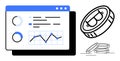 Cryptocurrency Dashboard with Analytics and Digital Bitcoin Coins Royalty Free Stock Photo