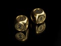 Cryptocurrency dice - gold - bitcoin, etherium -3D render Royalty Free Stock Photo