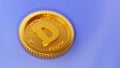 Cryptocurrency Dogecoin concept. Gold Dogecoin on a pink background.3D illustration, 3D rendering, cryptocurrency, dogecoin