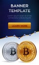 Cryptocurrency editable banner template. Bitcoin Cash. 3D isometric Physical bit coin. Golden and silver Bitcoin Cash coins. Stock