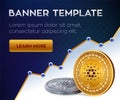 Cryptocurrency editable banner template. Cardano. 3D isometric Physical bit coin. Golden and silver Cardano coins. Stock vector il