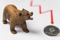 Cryptocurrency Ethereum price crash and drop as a bear trend concept