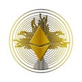 Cryptocurrency etherum coin with circuit lines Royalty Free Stock Photo