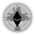 Cryptocurrency etherum coin with circuit lines Royalty Free Stock Photo