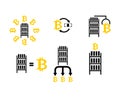 Cryptocurrency Extraction and exchange set icon. Mining bitcoin