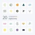 20 Cryptocurrency Flat Color icon Pack like coin crypto currency rubycoin crypto clams Royalty Free Stock Photo