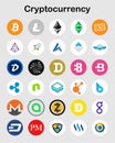 Cryptocurrency flat icons on white