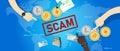 Cryptocurrency fraud investment scam. Crypto digital money transaction with safety risk