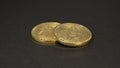 Crypto currency Gold Bitcoins - BTC - Bit Coin. Macro shots crypto currency Bitcoin coins. Royalty Free Stock Photo