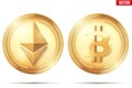 Cryptocurrency Gold coin set Royalty Free Stock Photo