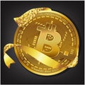 Cryptocurrency golden coin with bitcoin symbol, Luxury style.