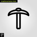 Cryptocurrency icon pickaxe set line version. Modern computer network technology sign and symbol