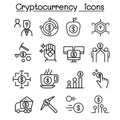 Cryptocurrency icon set in thin line style Royalty Free Stock Photo