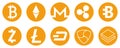 Cryptocurrency icons set for internet money. Blockchain based secure. Vector Royalty Free Stock Photo