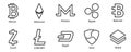 Cryptocurrency icons set for internet money. Blockchain based secure. Vector Royalty Free Stock Photo