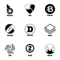 Cryptocurrency icons set, simple style