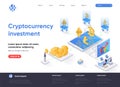 Cryptocurrency investment isometric landing page.