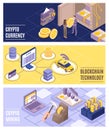 Cryptocurrency Isometric Banners Set Royalty Free Stock Photo
