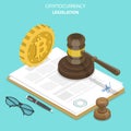 Cryptocurrency legislation flat isometric vector.