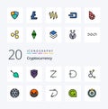 20 Cryptocurrency Line Filled Color icon Pack like currency crypto crypto currency coin crypto currency