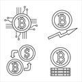 Cryptocurrency line icon set. Bitcoin.