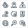 cryptocurrency line icons. linear set. quality vector line set such as cryptocurrency, bitcoin, bitcoin, contract, savings,