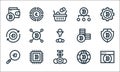 cryptocurrency line icons. linear set. quality vector line set such as browser, bitcoin, bitcoin, world, data encryption, dash,