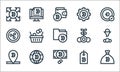 Cryptocurrency line icons. linear set. quality vector line set such as money bag, money, bitcoin, bitcoin, world, bitcoin