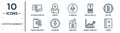 cryptocurrency linear icon set. includes thin line bitcoin accepted, ethereum, bitcoin, etherium, market forecast, ledger, fintech