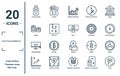 cryptocurrency linear icon set. includes thin line cash machine, funds, programming, crypto invest, peso, sha 2, ripple icons for