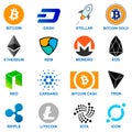 Cryptocurrency logo set.