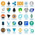 Cryptocurrency logo set. Royalty Free Stock Photo