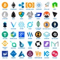 Cryptocurrency logo set. Royalty Free Stock Photo