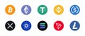 Cryptocurrency logo set. Most popular crypto coins logotypes Royalty Free Stock Photo