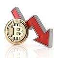 Cryptocurrency loss 3D icon, financial loss symbol isolated on white background Royalty Free Stock Photo