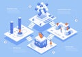 Cryptocurrency market concept 3d isometric web scene with infographic