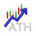 Cryptocurrency Market Hits All-Time High (ATH) 3d Icon Royalty Free Stock Photo