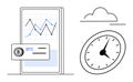 Cryptocurrency Market Trends on Mobile Device with Clock and Cloud Highlighting Real-Time Analysis Royalty Free Stock Photo
