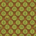 Cryptocurrency Military Pattern seamless. Bitcoin and Ethereum Army Background, Monero and Litecoin soldier and protective