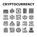 cryptocurrency mining blockchain icons set vector