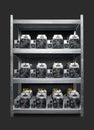 Cryptocurrency mining farm for bitcoin and altcoins mining. Isolated on black Royalty Free Stock Photo