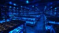 Cryptocurrency mining farm data center server room blockchain technology blue light digital currency concept . Royalty Free Stock Photo