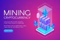 Cryptocurrency mining farm vector illustration